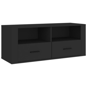 Szafka pod TV, czarna, 100x35x40 cm, materiał drewnopochodny
