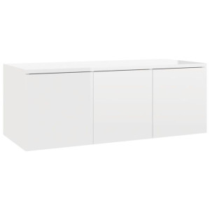 Szafka pod TV, biała, wysoki połysk, 80x34x30 cm, płyta wiórowa