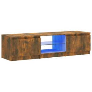 Szafka pod TV, z LED, przydymiony dąb, 140 x 40 x 35,5 cm