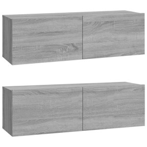 Szafki ścienne pod TV, 2 szt., szary dąb sonoma, 100x30x30 cm