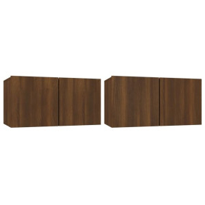Wiszące szafki pod TV, brązowy dąb, 2 szt., 60x30x30 cm