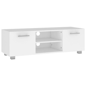 Szafka pod TV, biała, 110x40x35 cm, materiał drewnopochodny