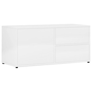 Szafka pod TV, biała, wysoki połysk, 80x34x36 cm, płyta wiórowa