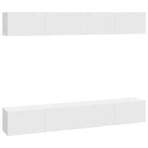 Szafki ścienne pod TV, 4 szt., białe, 100x30x30 cm