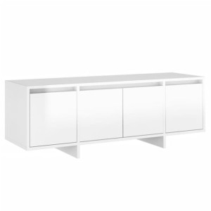 Szafka TV, biała, wysoki połysk, 120x30x40,5 cm, płyta wiórowa