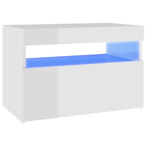 Szafka TV z oświetleniem LED, wysoki połysk, biała, 60x35x40 cm