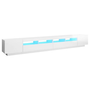 Szafka TV z oświetleniem LED, biała z połyskiem, 300x35x40 cm