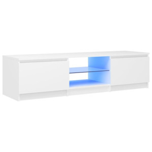 Szafka pod TV z oświetleniem LED, biała, 140 x 40 x 35,5 cm