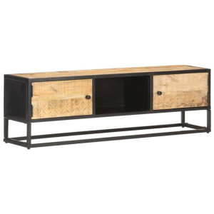 Szafka TV z drzwiczkami, 130x30x40 cm, surowe drewno mango