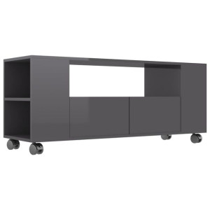 Szafka pod TV, wysoki połysk, szara, 120x35x48 cm