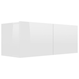 Szafka TV, wysoki połysk, biała, 80x30x30 cm, płyta wiórowa