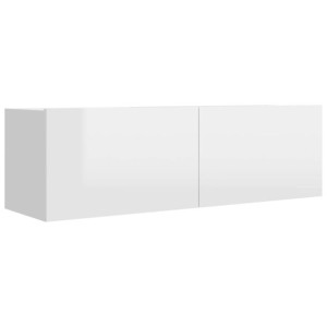 Szafka TV, biała, wysoki połysk, 100x30x30 cm, płyta wiórowa