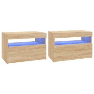Szafki TV z oświetleniem LED, 2 szt., dąb sonoma, 60x35x40 cm