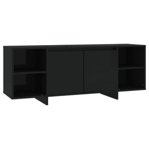 Szafka pod TV, czarna, 130x35x50 cm, płyta wiórowa