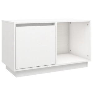 Szafka pod TV, biała, 74x35x44 cm, lite drewno sosnowe