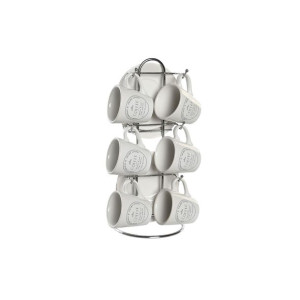 Zestaw filiżanek i talerzyków DKD Home Decor Metal Biały Kamionka 180 ml