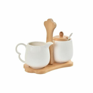 Mlecznik i cukiernica DKD Home Decor 19,5 x 7,5 x 17,5 cm Naturalny Porcela
