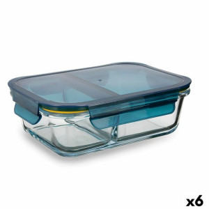 Lunchbox z przegrodami Quid Astral Niebieski Szkło (520 ml + 350 ml) (6 Szt