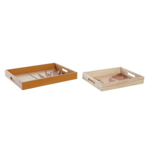 zestaw tacek DKD Home Decor Naturalny Musztarda Drewno MDF 40 x 5 x 30 cm B