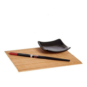 Zestaw do Sushi Czarny Brązowy Ceramika Bambus (6 pcs)
