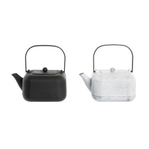 Dzbanek na herbatę DKD Home Decor Czarny Stal nierdzewna Biały 1,2 L (2 Szt