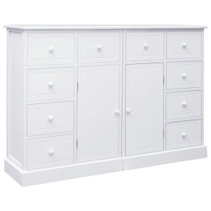 Komoda z 10 szufladami, biała, 113 x 30 x 79 cm, drewniana