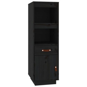 Kredens, czarny, 34x40x108,5 cm, lite drewno sosnowe