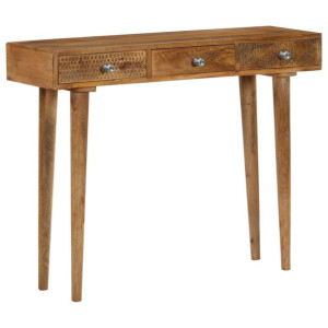 Stolik konsola z litego drewna mango, 102 x 30 x 79 cm