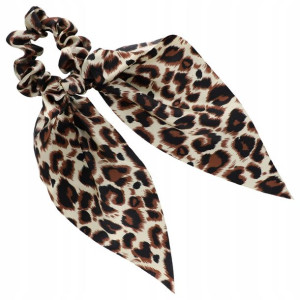 Gumka do włosów ze wstążką SCRUNCHIE panterka