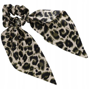 Gumka do włosów ze wstążką SCRUNCHIE panterka