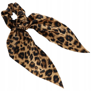 Gumka do włosów ze wstążką SCRUNCHIE panterka BRAZ