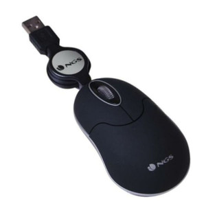 Myszka Optyczna z Wciąganym Kablem NGS NGS-MOUSE-0973 1000 dpi Czarny Czarn