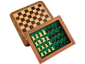 Drewniane szachy magnetyczne z szufladką prezent dla dziadka