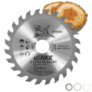 Piła Tarcza Widiowa Do Cięcia Drewna 125x22,2 24 Zęby Verke V44005 + Redukc