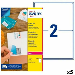 Etykiety do Drukarki Avery L4611 199,6 x 143,5 mm Biały 25 Kartki (5 Sztuk)