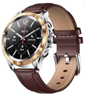 Smartwatch męski SAYBERG NX1  złoty na brązowym pasku skórzanym