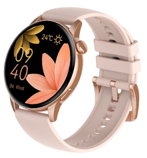 Smartwatch damski SAYBERG złoty na różowym pasku silikonowym