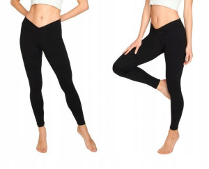 Legginsy DAMSKIE bawełniane getry ciążowe M CZARNE
