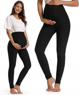 Legginsy ciążowe z panelem getry S CZARNE