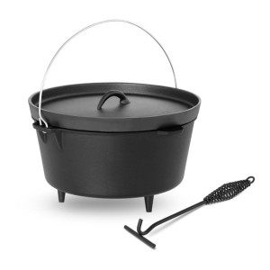Kociołek Garnek Żeliwny Myśliwski Na Ognisko Grill Śr. 31.5cm 7.2l + Nóżki