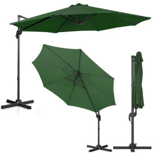 Parasol Ogrodowy Na Wysięgniku Bocznym Uchylny Okrągły Śr. 300 Cm Zielony