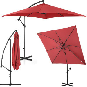 Parasol Ogrodowy Na Wysięgniku Kwadratowy 250 X 250 Cm Bordowy