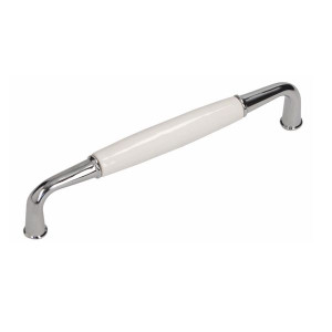 Uchwyt meblowy porcelana UP16, L-128 mm, Chrom/biała porcelana