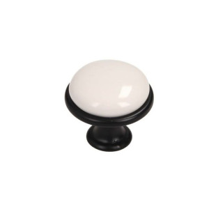 Gałka meblowa porcelanowa biała GP19-R31  Czarny mat