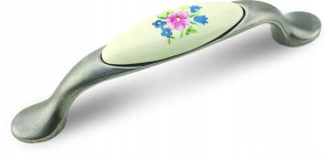 Uchwyt meblowy GAMET  Porcelanka UP19-96-011-MLK-1, Stare srebro