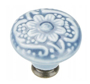 Gałka meblowa Porcelana motyw  Zdobiona , Niebieska