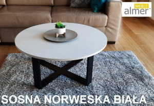 Ława Stolik Kawowy K4 w stylu loft Sosna Biała Nogi Czarne