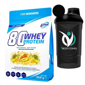 6Pak 80 Whey Protein 908 g Masło Orzechowe+ Shaker