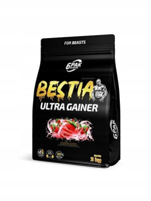 6PAK Bestia Ultra Gainer 3000g Truskawka