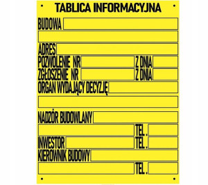 Tablica Budowlana Informacyjna Zewnętrzna 70x90 cm